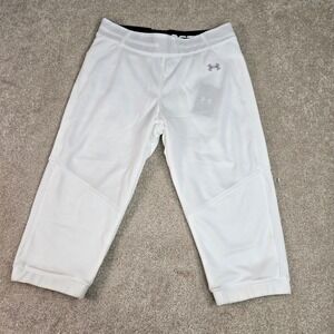 Under Armour Women's White Cropped Beltless Softball Pants Medium‎ NWT